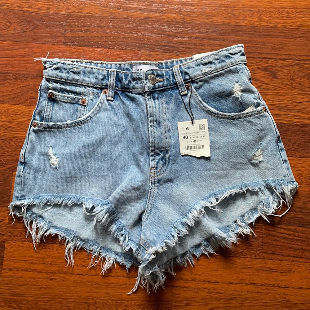 Zara Denim High- Rise Shorts